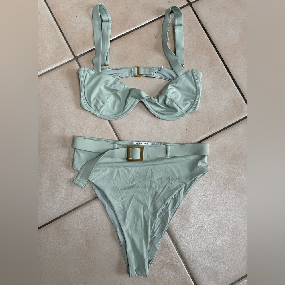 WeWoreWhat Sage Green Bikini Set